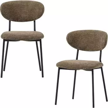 Woood Kjeld stapelbarer Esszimmerstuhl Chenille grün, 2er-Set