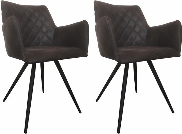 SIT SIT&CHAIRS Armlehnstuhl 2er-Set Texas grau/antikschwarz