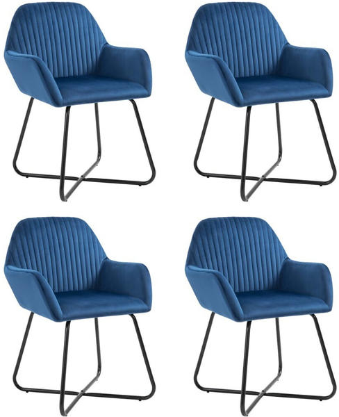 vidaXL Dining Chairs in Blue Velvet (4 Pieces)
