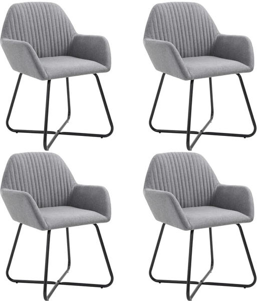 vidaXL Dining Chairs in Light Grey Fabric (4 Pieces)