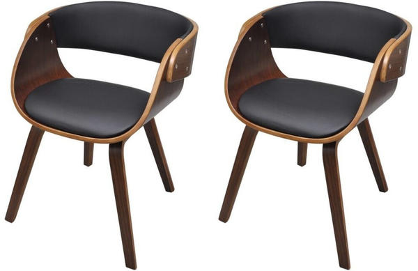 vidaXL Dining Chairs in Curved Wood and Fake Leather (2 Pieces)
