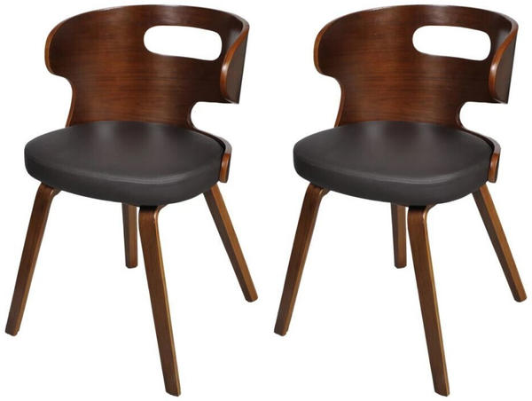 vidaXL Dining Chairs in Dark Wood and Fake Leather (2 Pieces)