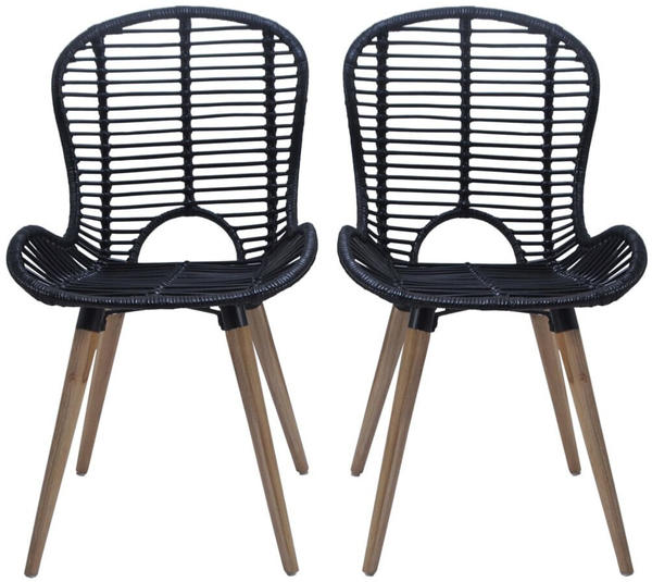 vidaXL Dining Chairs in Black Rattan (4 Pieces)