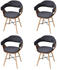vidaXL Dining Chairs in Curved Wood and Dark Grey Fabric (4 Pieces)