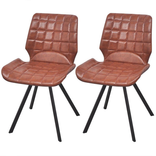 vidaXL Dining Chairs in Brown Fake Leather (2 Pieces)