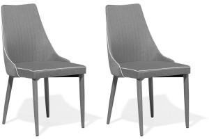 Beliani Essplatzstuhl 2er Set grau Polsterbezug Metallbeine Modern (115190)