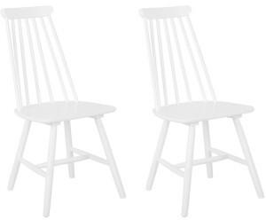 Beliani Stuhl Holz weiß 2er Set im Landhausstil Holzstühle (110679)