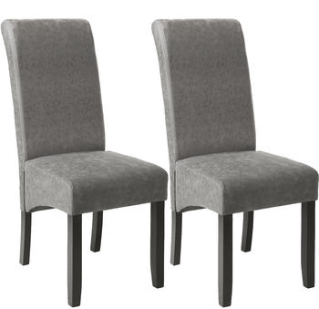 TecTake 2 Essplatzstühle massives Hartholz grau marmoriert (403627)