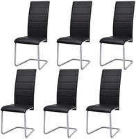 vidaXL Freischwinger 6 Stk. Schwarz Kunstleder