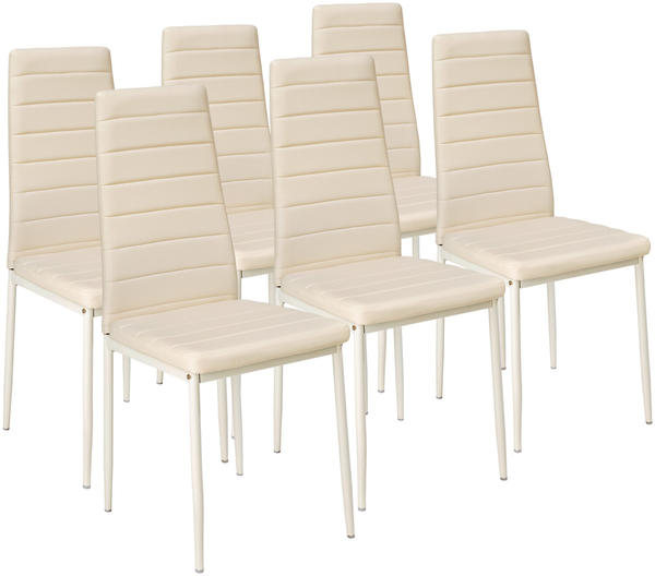 TecTake 6 Essplatzstühle Kunstleder beige (401852)
