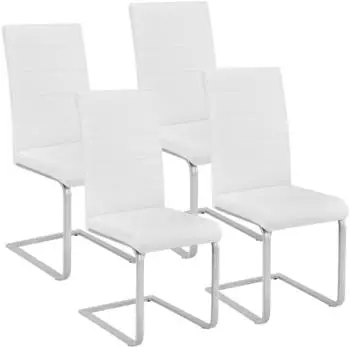 TecTake 4 Schwingst&uuml;hle Kunstleder wei&szlig; (402554)