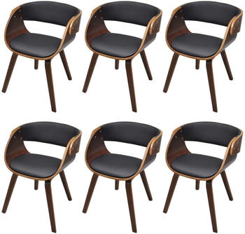 vidaXL Retro Chair in Brown Fake Leather (Set of 6)