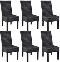vidaXL Esszimmerst&uuml;hle 6 Stk. Schwarz Kubu Rattan und Mangoholz