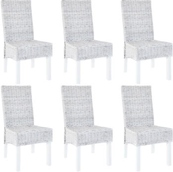 vidaXL Dining Chairs Kubu Rattan and Mango Wood - 6pcs, Grey