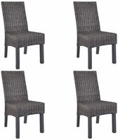 vidaXL Esszimmerst&uuml;hle 4 Stk. Braun Kubu Rattan und Mangoholz
