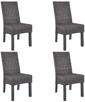 vidaXL Dining Chairs Kubu Rattan and Mango Wood - 4pcs, Brown