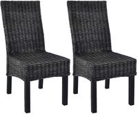 vidaXL Esszimmerst&uuml;hle 2 Stk. Schwarz Kubu-Rattan und Mahagoniholz