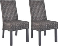 vidaXL Esszimmerst&uuml;hle 2 Stk. Braun Kubu-Rattan und Mahagoniholz