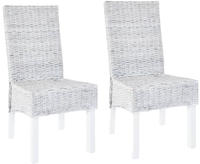 vidaXL Esszimmerst&uuml;hle 2 Stk. Hellbraun Kubu-Rattan und Mahagoniholz