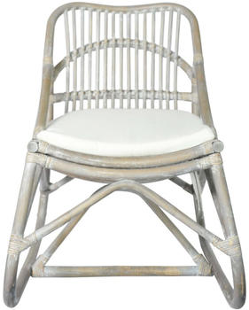 vidaXL Chair Rattan and Linen Grey