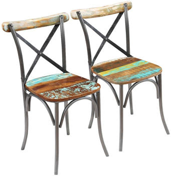 vidaXL Chair in Reclaimed Wood (Set of 2)