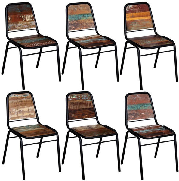 vidaXL Retro Chair in Reclaimed Wood (Set of 6)