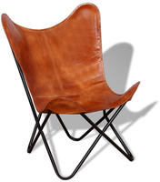 vidaXL Butterfly-Sessel Braun Echtleder