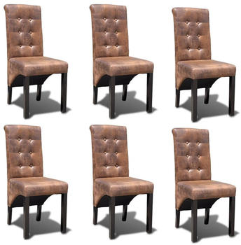 vidaXL Dining Room Chair Brown Pleather (6 Pieces)