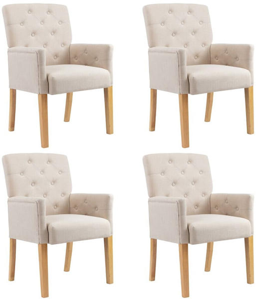 vidaXL Dining Room Chair with Armrests (4 Pieces) Beige