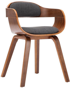 vidaXL Dining Room Chair Curvy Wood and Grey Fabric