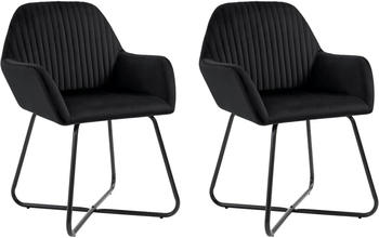 vidaXL Dining Room Chair Velvet (2 Pieces) Black