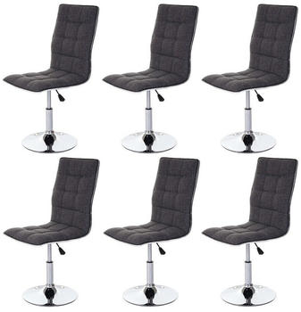 MCW 6er-Set Esszimmerstuhl Stoff/Textil hellgrau