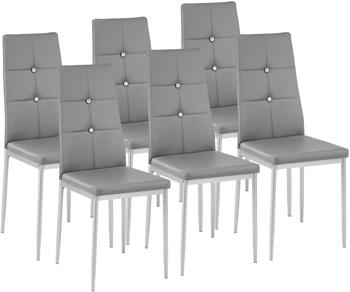TecTake Esszimmerstühle 6er Set Kunstleder grau (402542)