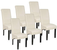 tectake Esszimmerstuhl, ergonomisch, massives Hartholz - 6er Set creme