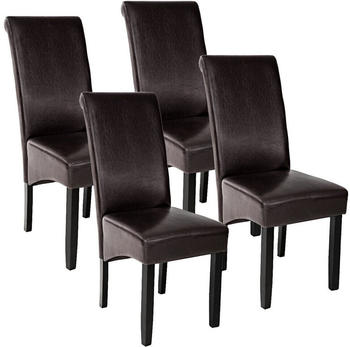 TecTake 4 Esszimmerstühle ergonomisch massives Hartholz braun (403496)