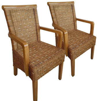 Casamia Esszimmer-Stühle-Set mit Armlehnen 2 Stück braun Perth weiß (CAS003016-SET)