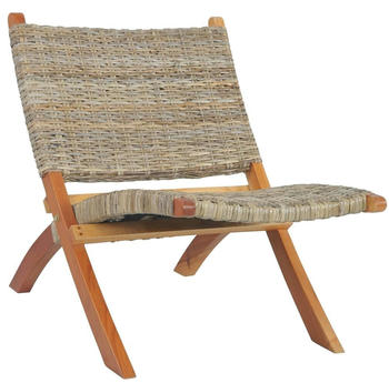 vidaXL Relaxstuhl Natur Kubu-Rattan und Massivholz Mahagoni (285803)