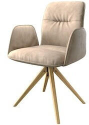 DeLife Drehstuhl Vinja-Flex Beige Vintage Holzgestell kantig (28144)