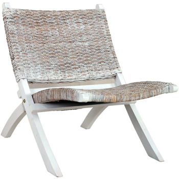 vidaXL Relaxstuhl Weiß Natur Kubu-Rattan (285800)