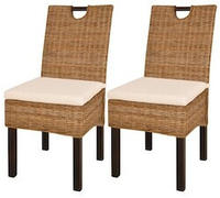 vidaXL Esszimmerstuhl 2 Stk. Kubu-Rattan Mangoholz