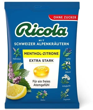 Ricola Ohne Zucker Menthol-Zitrone extra stark Bonbons 75g