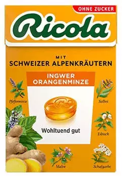 Ricola Ohne Zucker Ingwer Orangenminze Bonbons 50g