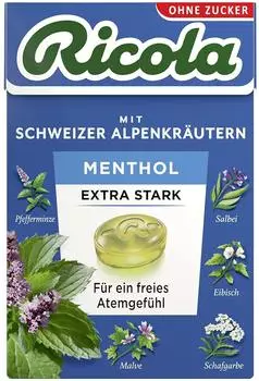 Ricola Ohne Zucker Menthol extra stark Bonbons 50g