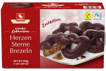 WEISS Herzen Sterne Brezeln Zartbitter 500g