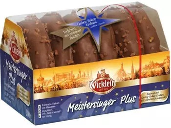 Wicklein Meistersinger Plus Feine Nürnberger Oblaten-Lebkuchen Cashew-Kakao-Krokant 200g