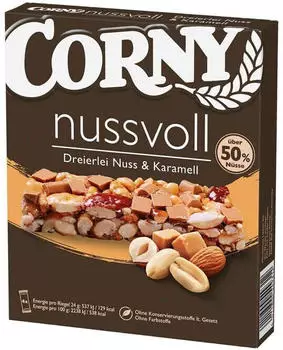 Corny nussvoll Dreierlei Nuss & Karamell 4x24g