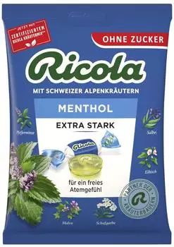 Ricola Menthol extra stark ohne Zucker 75g