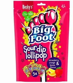 Becky's Big Foot Sour Dip Lollipop (5 Stk.)