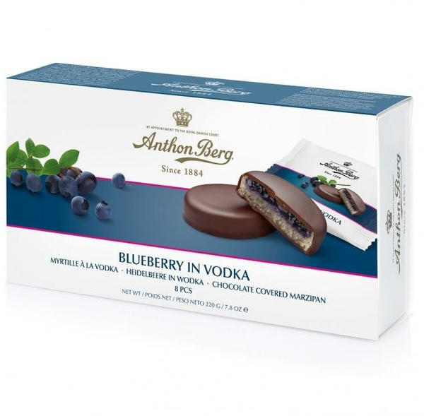 Anthon Berg Blueberry in Wodka Marzipan-Pasteten 8er (220g)