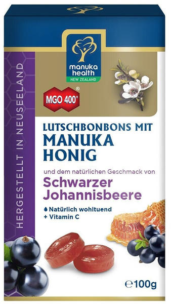 Manuka Health Manuka-Honig MGO 400+ schwarze Johannisbeere Lutschbonbons (100g)